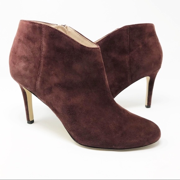 Sole Society Red Wine Suede Daphne Ankle Booties 9 - Picture 7 of 11